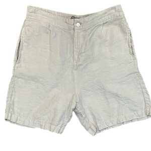 Women’s 100% Linen Beige High Waisted Shorts Coastal Luxury Beach Cruisewear L